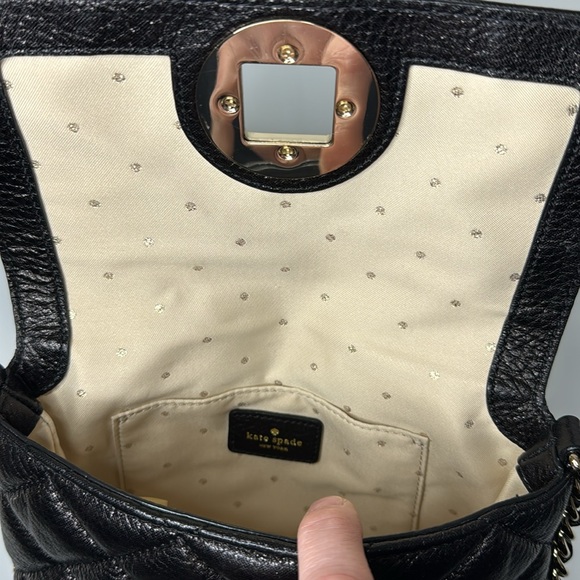 Kate Spade black quilted leather crossbody bag w/ chain strap - Picture 6 of 14